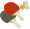 Value 4 Money Table Tennis Set - 2 Player, 2 Rackets (Black/Red), 3 Balls (Orange/White), Wooden Handles, Ideal for Indoor/Outdoor Use
