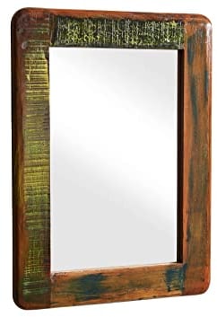 MASSIVMOEBEL24.DE Spiegel Wandspiegel Massivholz Altholz Eisen Industrial lackiert 60x80 cm Freezy #42