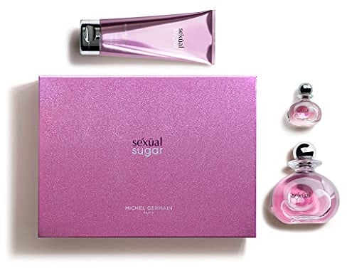 Michel Germain Sexual Sugar - Gift Set for Women - Floral Fragrance - Notes of Wildberries, Passion Flower and Vanilla - Long Lasting - Includes EDP Spray, Miniature Parfum and Body Lotion - 3 pc Set