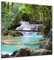 Bilderdepot24 Glasbild - Wasserfall im Wald - 50x50 cm - Deko Wandbild aus Glas - Bild auf Echtglas - Moderne Glasfoto