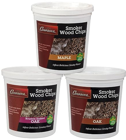 Camerons All Natural Fine BBQ Wood Chips, Bourbon Oak, Oak, Maple, 3 Pack | Kiln Dried Wood Dust Shavings for Cocktail Smoking Guns, Stovetop Smokers, Smoke Boxes, Cooking Fuel, Barbecue Grilling Gifts