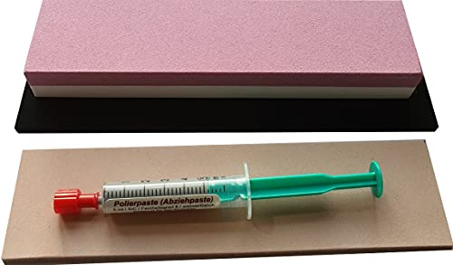 scherenkauf Schärf-Set für Messer/Korund Abziehstein + Leder + Feinschleifpaste