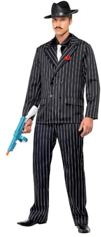 Smiffys Costume zazou, homme, comprend veste avec rose sur le revers, pantalon, plastron de chemise et cravate