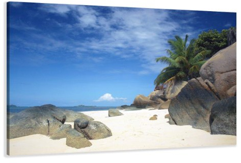 Visario Leinwandbild Strand 120x80 cm 5005 - Wandbild Meer Ozean Dünen Strandlandschaft auf Leinwand mit echtem Holzrahmen - Kunstdruck fertig aufgespannt Dekoration Wohnzimmer Schlafzimmer Büro