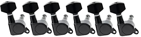 Musiclily 6 in Line Geschlossen Gitarren Mechaniken Set für Strat Tele Style E-Gitarre, Schwarz