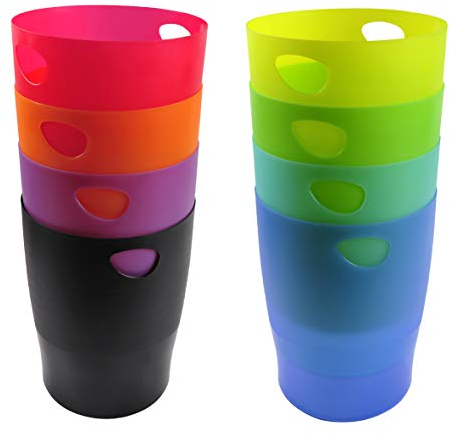 Exacompta 45399D ECOBIN 8er Pack Papierkörbe 15 Liter mit Griffen. Eleganter und robuster Papierkorb und Mülleimer im modernen Design farbig sortiert