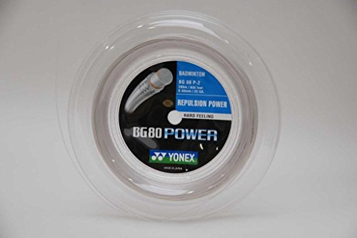 YONEX Saiten fur Badmintonschlager BG80 Power, 200 m Reel, Color- White
