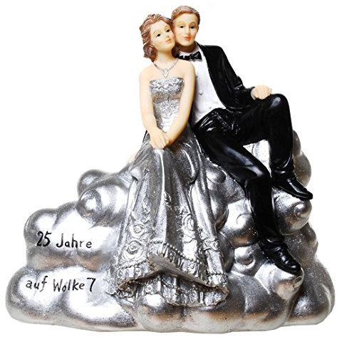 Spardose silberne Hochzeit Wolke 7 Sparschwein 16 cm money bank !!
