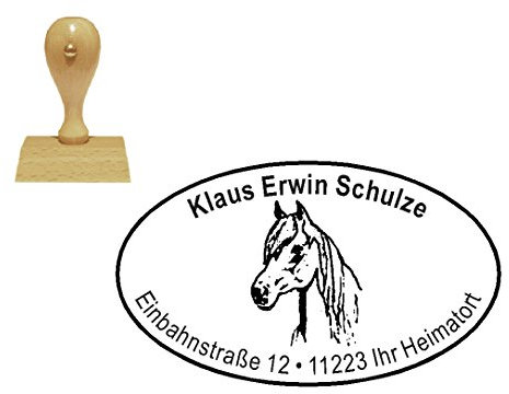 Stempel Adressenstempel « PFERD KOPF » mit persönlicher Adresse und Motiv - Motivstempel - Reiten Reiterhof Reiter Turnierreiten