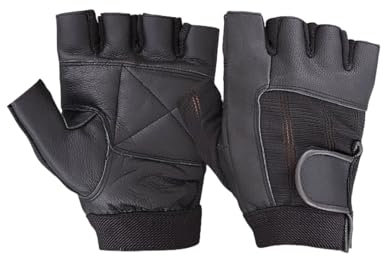 Make or Break Fitness Training Leather Gloves Weight lifting Gym Cycling Padded All Sports (Black, Medium)