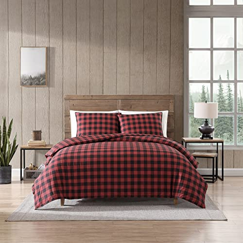 Eddie Bauer - King Comforter Set, Cotton Reversible Bedding, Buffalo Plaid Bedding Set (Red/Black, King)