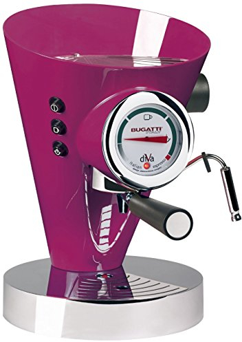 BUGATTI, Diva, Espresso Kaffee-und Cappuccino-Maschine,für gemahlenen Kaffee und Pads, 15 bar,950 W, Fassungsvermögen 0,8 Liter, Elegantes Design, Lila