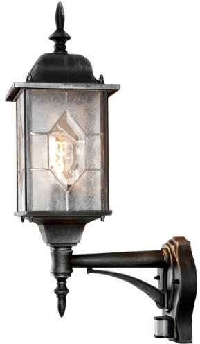 Konstsmide Milano Wandleuchte B: 16 cm T: 28.5 cm H: 53 cm, 1 x 75 W, IP43 lackiertes Aluminium, mit BWM, schwarz-silber 7268-759