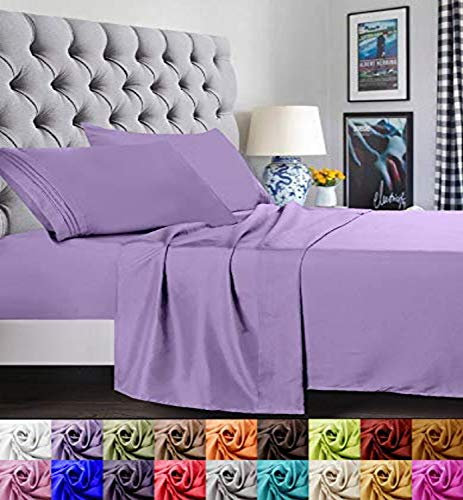 Elegant Comfort Juego de sábanas de 1500 Hilos, Calidad egipcia, Supersuave, Antiarrugas y Resistente a la decoloración, 4 Piezas Doublé Lila.