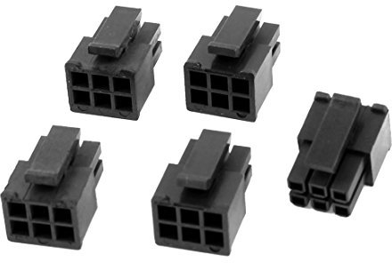 sourcing map Lot de 5 Mâle 6 Broches Module d'alimentation ATX (Noir)