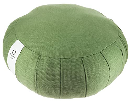 Tierra Zen Kapok Meditationskissen rund Baumwolle 24 x 21 cm, olivgrün, 24 x 21 cm