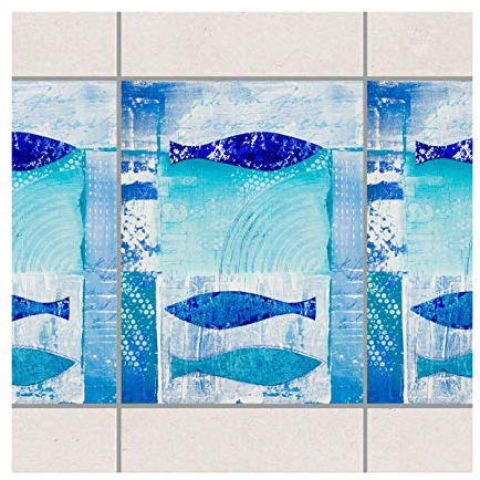 Apalis Fliesenaufkleber Fliesenbild Fliesen-Deko Fish in The Blue Set 6teilig 20x15cm