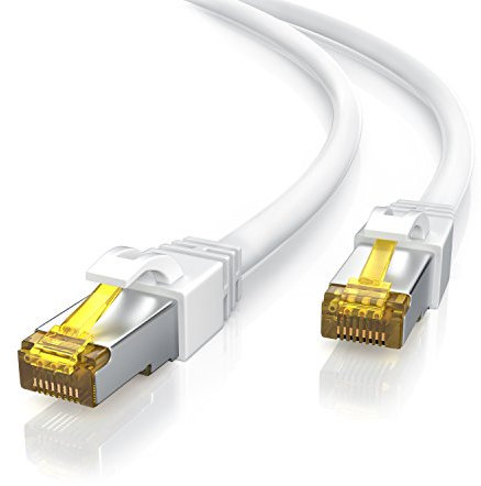 Primewire - 0,5m Câble réseau Cat 7 Ethernet Gigabit de 50cm - Câble Patch 10000 Mbits - Câble Gigabit Local LAN 10 Gbps - Blindage S/FTP PIMF fiches RJ45 - Switch routeur Modem Point d'accès - Blanc