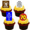 70th Birthday Male, Funny Edible Cupcake Toppers - Stand-up Wafer Cake Decorations (Pack of 12)