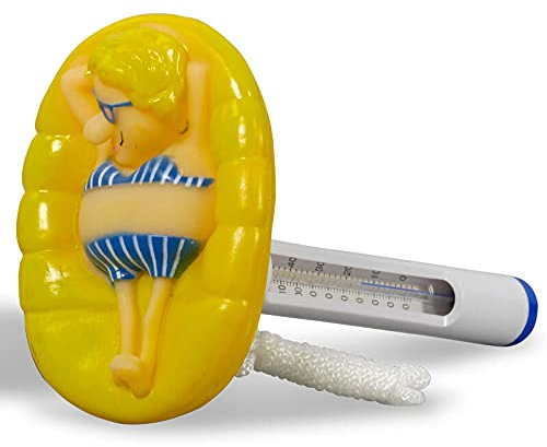 POOL Total Thermometer mit Motiv Frau auf Luftmatratze