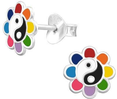 Bungsa Kinder-Ohrstecker Blume Yin&Yang aus .925 Sterling Silber