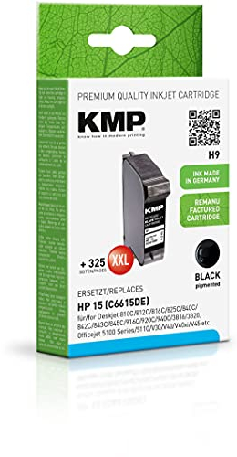 KMP Tintenpatrone passend für HP 15 Black (C6615DE) - H9 - für Deskjet 810C 812C 816C 825C 840C 842C 843C 845C 916C 920C 940C 3816 3820, Offic... etc.