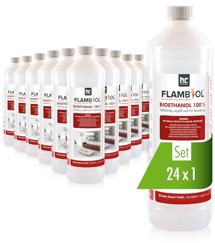 Höfer Chemie 24 x 1 L Bioethanol 100% - Flambiol für Ethanol Kamin, Ethanol Feuerstelle, Ethanol Tischfeuer und Bioethanol Kamin