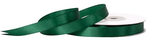 Satinband 12mm x 25m Rolle - FARBAUSWAHL in 3/6/12/18/25/38/50/75/100mm - farbecht & waschbar - Schleifenband für Hochzeit - Geschenkband zum Verpacken Dekorieren Basteln - Dunkelgrün 587
