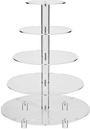 Jusalpha ® 5-Tier Acrylic Round Wedding Cake Stand/ Cupcake Stand Tower/ Dessert Stand/ Pastry Serving Platter/ Food Display Stand (5 Tier)