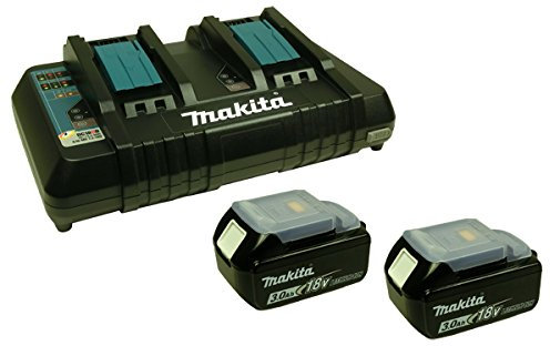 Makita DC 18 RD Schnell-Ladegerät für 2 Akkus gleichzeitig - mit 2 Akku 3 Ah