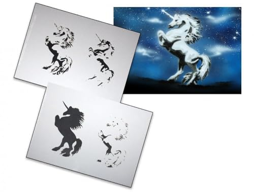 AS-021 Einhorn Step by Step Airbrushschablone Größe M