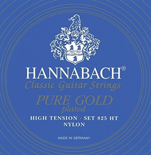 Hannabach Cuerdas para Guitarra Clásica, Serie 825, 3 Cuerdas Graves, Tensión Alta, Dorado Especial