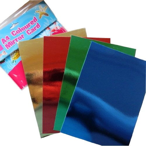 A4 Farbige Spiegel-Karte - 12 Blatt -3 jeder, Metallic Copper, Blau, Grün, Rot