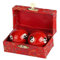 lachineuse - Rotes Qi-Gong-Kugeln Set Yin-Yang - Chinesische Anti-Stress-Kuglen aus Emaille ⌀ 40 mm - Zen-Entspannungs-Geschenkset - Asiatisches Objekt Japan China Deko Feng Shui - Farbe Rot