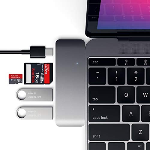 SATECHI USB-C Hub Adapter 5-in-1, Type-C Dongle mit 2 USB-A Datenports, Micro/SD-Kartenleser für MacBook Pro, Air M1, M2, M3 und viel Mehr (Space Grau)