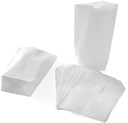 Große Kreuzbodenbeutel, 10 Stück: Papiertüten Weiß, Bodenbeutel Papier, Papiertüte zum Basteln, Geschenktüte für Lebensmittel & Give-Aways, Verpackung zum Befüllen, Papierbeutel, 16,5 x 26 x 6,5 cm