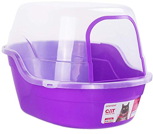 Petphabet Jumbo Hooded Cat Litter Box XXL, 63x48x43cm, Enclosed, Purple