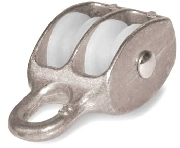 Jumbo-Shop 40mm Seilrolle Umlenkrolle Blockseilrolle 2-rollig doppelt Drahtseil ALUMINIUM Windenrolle für Seilwinde Blockseilrolle Seil Rolle