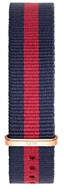 Daniel Wellington Classic Oxford Cinturino Uomo, 20mm, in NATO, Blu/Rosso/Oro Rosato
