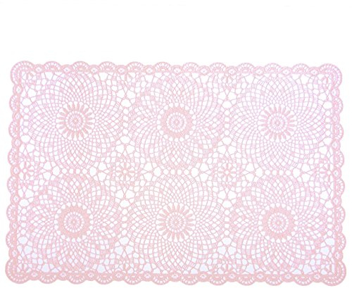 KERSTEN Platzdeckchen abwischbar wetterfest 'Crochet' 4er-Set (30 x 45cm, Rosa)