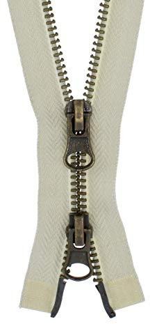 FIM, cerniera a lampo, bidirezionale, metallo, N. 5, brunito, zip a due vie, 4 - hellbeige(307), 80 cm