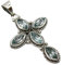 Unique Gems Kettenanhänger Kreuz blauer Topas 12.5 Karat 925 Sterling Silber Juweliers- Qualität