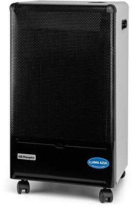 Orbegozo HBF 90, Estufa de gas butano, 4200 W, tecnología de llama azul, Triple sistema de seguridad, apta para gas butano y propano, asa para transporte, ruedas pivotantes, color negro