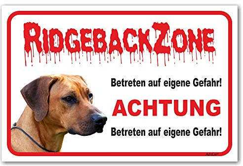 AdriLeo Schild - Vorsicht Rhodesian Ridgeback - Zone - (20x30cm) / Achtung Hund Wachhund robust langlebig UV-beständig wetterfestes Warnschild