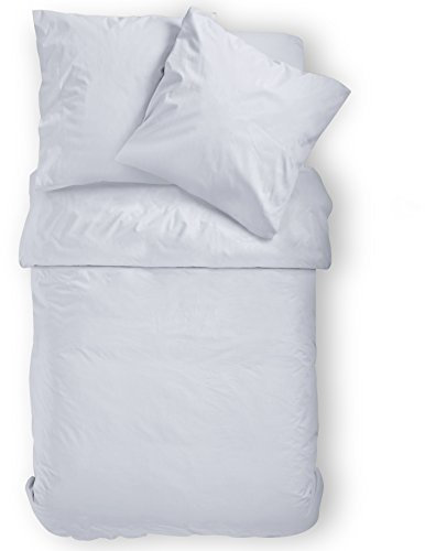 2-teilige **MÜSKAAN** Renforcé Bettwäsche 135x200 UNI Farbe (Weiß)