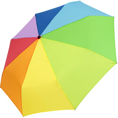 iX-brella Mini Regenschirm Rainbow - Taschenschirm mit Auf-Zu-Automatik - Regenbogen - 97cm Durchmesser