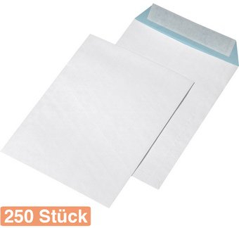 Versandtaschen fadenverstärkt, HK, ohne Fenster, C4, 229mm breit, weiß