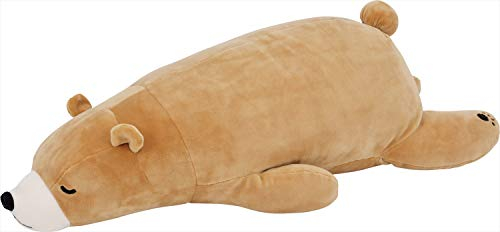 Nemu Nemu Animals 6209033 Plüschtier, Braunbär Cookie, Kuscheltier, extra weich und kuschelig, Stofftier, Designed in Japan, Kuschelkissen, Größe L, 53 cm