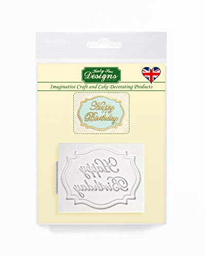 Happy Birthday Mini Plaque Silicone Mould for Cake Decorating, Crafts, Cupcakes, Sugarcraft, Candies, Chocolate, Card Making and Clay, Food Safe Approved, Made in the UK