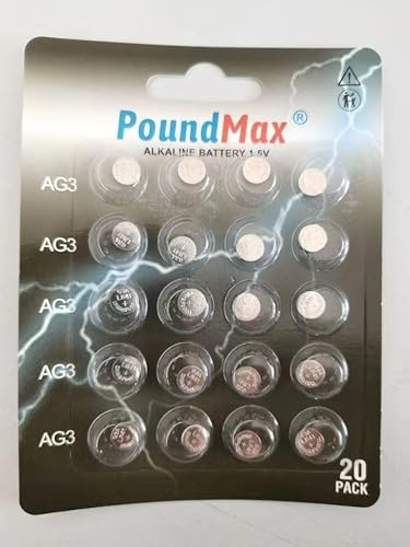 PoundMax 20 batterie alcaline a bottone AG3 LR41 da 1,5 V